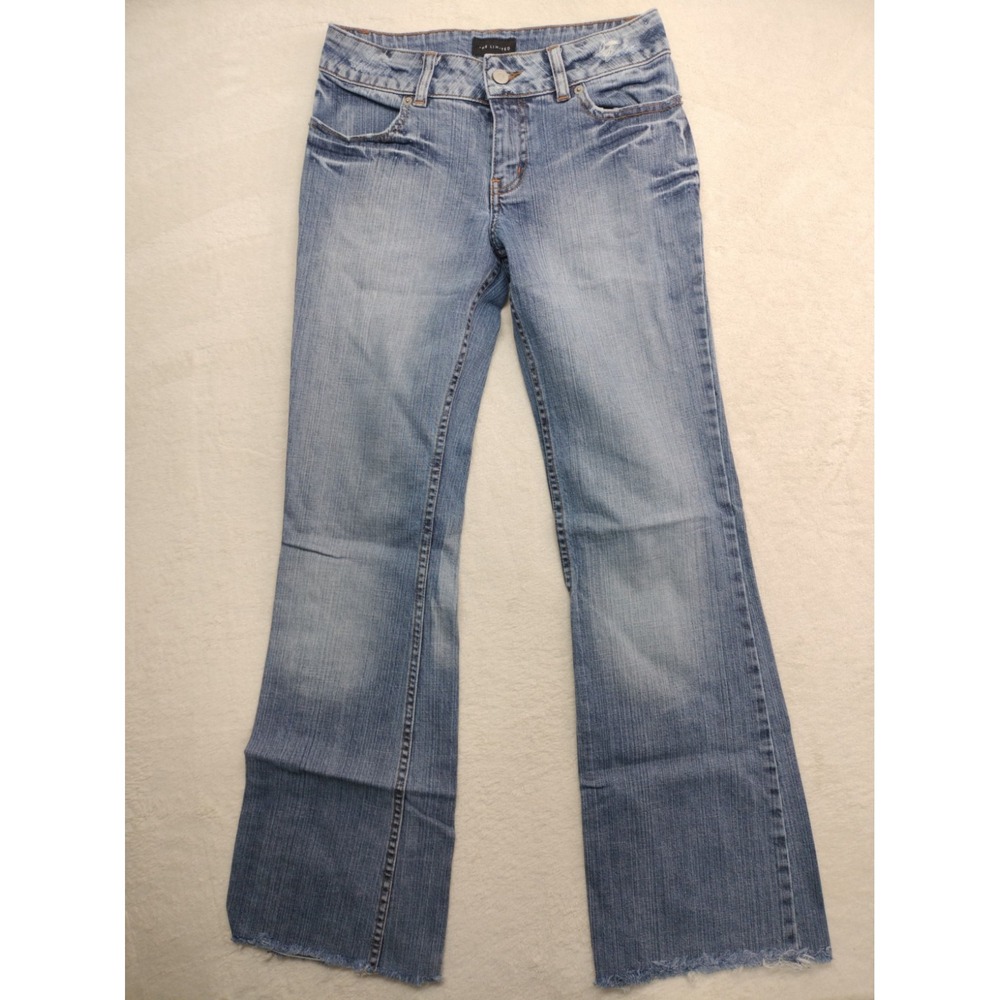 The Limited size 2 blue jeans wide leg raw hem stretch denim distressed